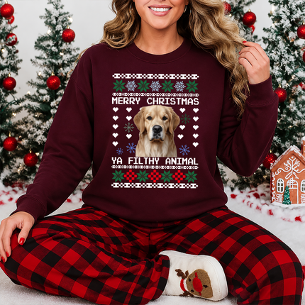 Personalised Photo Christmas Ugly Sweatshirt, Custom Dog Photo Xmas Printed Sweater