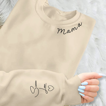 Personalised Mama Sweatshirt, Custom Kids Name On Sleeves Printed Jumper, Xmas Sweaters for Mum, Christmas Mom Birthday Gifts, Xmas Presents
