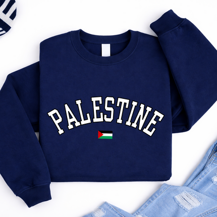 Palestine Sweater, Palestine Flag Printed Crewneck Sweatshirt, Support Palestine Freedom Gaza Protest Top, Palestinian Shirt, Comfy Jumper