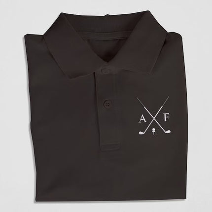 Customised Mens Polo Shirt, Golf Embroidery Polo Tee Shirt, Personalised Initials Monogrammed Matching Tshirt, Golfer Lover Gift for Husband