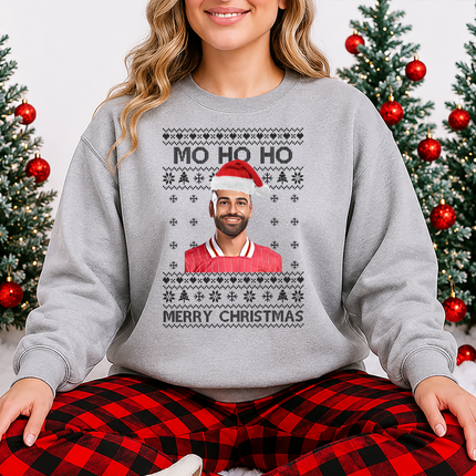 Mo Ho Ho Merry Christmas Sweatshirt, Mo Salah Red Ugly Christmas Jumper
