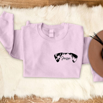 Dog Ears Personalised Outline Hoodie, Custom Pet Sketch Printed Matching Sweatshirt, Pet Remembrance Gift Dog Owner Jumper, CraftsbyYasmin