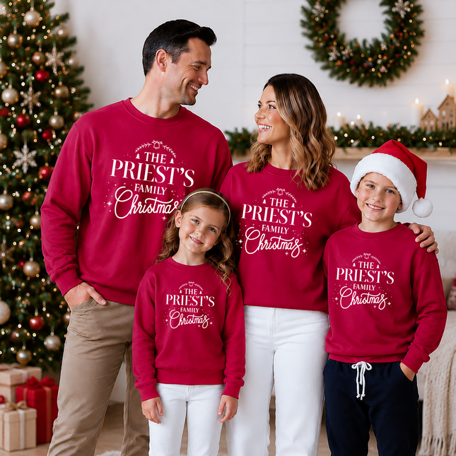 Custom Family Matching Sweater, Personalised Family Name Printed Sweatshirts, Christmas Theme Matching Crewneck Jumper, Unique Family Gifts