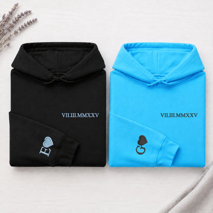 Embroidered Roman Numeral Matching Hoodie