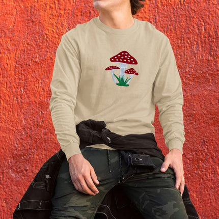 Embroidered Mushroom Hoodie, Magic Mushroom Embroidery Crewneck Jumper, Botanical Plant Nature Lover Shroom Womens Top, Frog Unisex Sweater