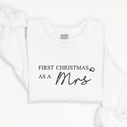 First Christmas Married Sweater, Our First Xmas Embroidered Mr and Mrs Jumper, Hen Do Wedding Party Mrs Outfit, Xmas Eve Gift Idea for Wifey