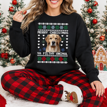 Personalised Photo Christmas Ugly Sweatshirt, Custom Dog Photo Xmas Printed Sweater