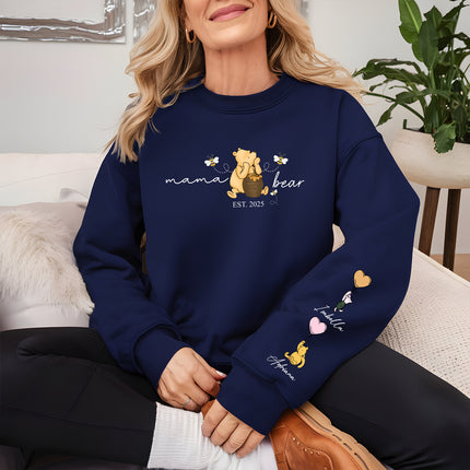 Personalised Mama Bear Sweatshirt with Kids Names, Custom Mama Printed Crewneck