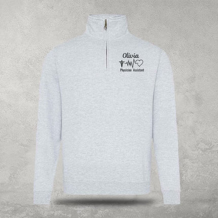 Personalised Nurse Zip Sweatshirt, Custom Medial Logo Embroidered Physician Assistant Nurse Quarter Zip Jacket, Healthcare Doctor Nurse Gift