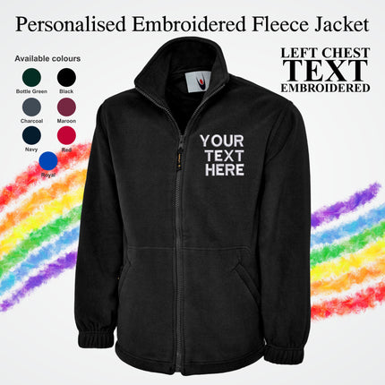 Personalized Embroidery Fleece Jackets, Customised Text & Logo Zip-Up Jackets