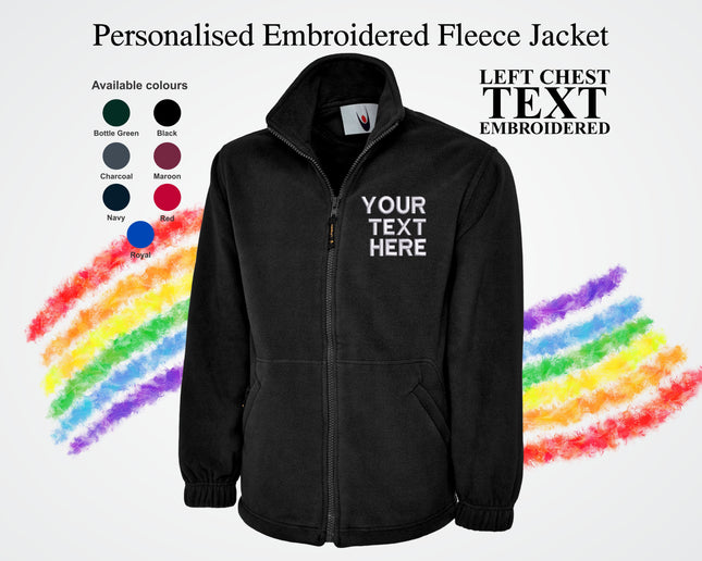 Personalized Embroidery Fleece Jackets, Customised Text & Logo Zip-Up Jackets