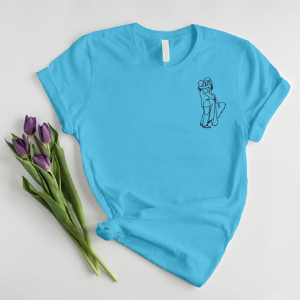 Personalised Couple Portrait T-Shirt - Embroidered Sketch from Photo Shirt, Gift for Him