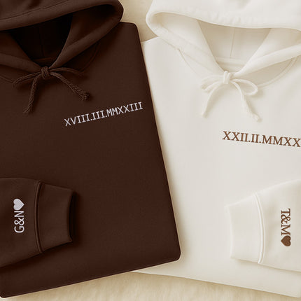 Embroidered Roman Numeral Matching Hoodie