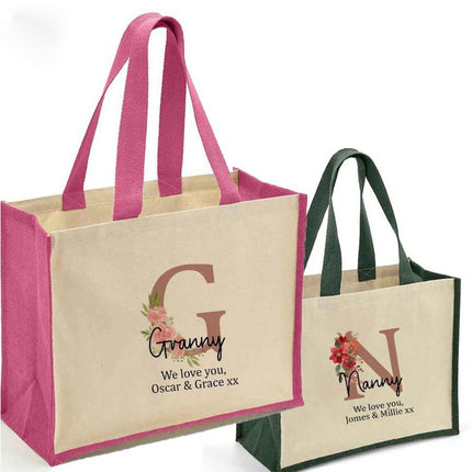 Custom Grandma Tote Bag, Personalised Nanny Printed Shopping Bag, Grandparent Gift