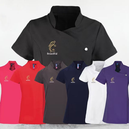 Personalised Embroidered Beauty Tunic, Customised "Any Company Logo" Ladies Nails Lashes Beauty Tunic, Gift for Beautician, Make Up Artist