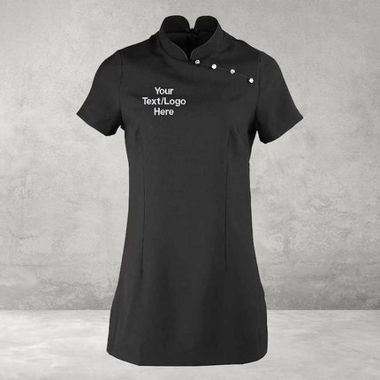 Personalised Embroidered Ladies Beauty Tunic, YOUR LOGO or WRITING Salon Beauty Blossom Tunic for Hairdresser, Salon Beautician Nails Lashes