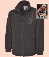 Custom Embroidered Photo Fleece Jacket, Personalised Monogram Couple Design Zip Up Fleece, Soulmate Valentines Matching Memorial Bodywarmer