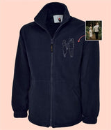 Custom Embroidered Photo Fleece Jacket, Personalised Monogram Couple Design Zip Up Fleece, Soulmate Valentines Matching Memorial Bodywarmer