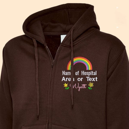 Custom Medical Monogram Embroidered Zip Up Hoodie, Custom Name Rainbow Logo National Healthcare Staff Unisex Hoodie, Gift for Doctors Nurses