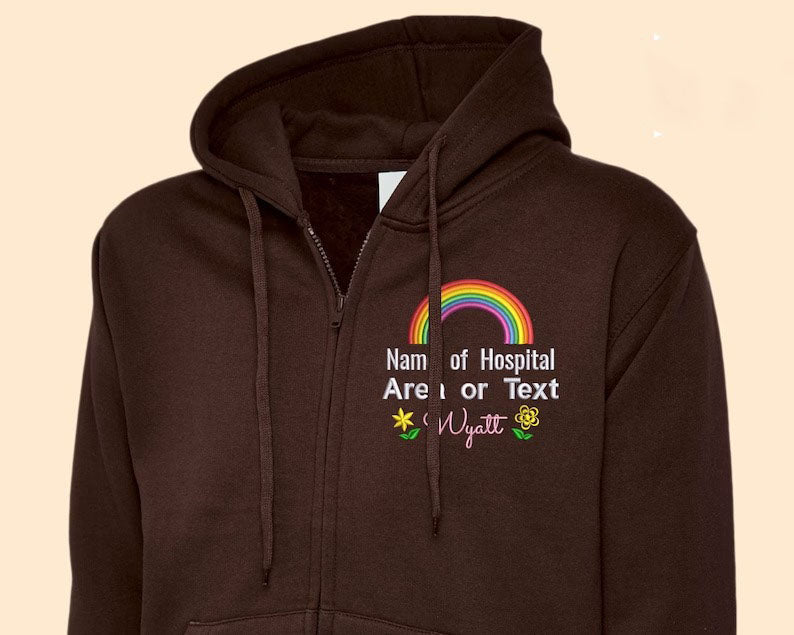 Custom Medical Monogram Embroidered Zip Up Hoodie, Custom Name Rainbow Logo National Healthcare Staff Unisex Hoodie, Gift for Doctors Nurses