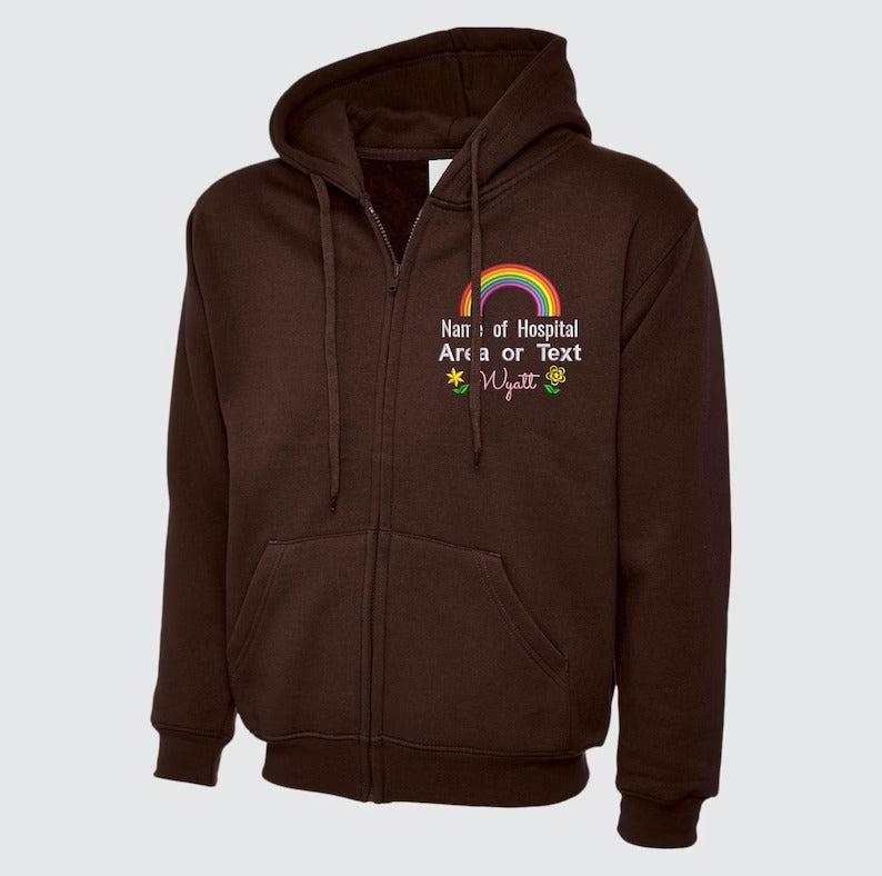 Custom Medical Monogram Embroidered Zip Up Hoodie, Custom Name Rainbow Logo National Healthcare Staff Unisex Hoodie, Gift for Doctors Nurses