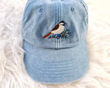 Vintage Cap, CHICKADEE Embroidered Baseball Hat, Wildlife Animal Sun Hats, Embroidery Design Bird On Cap, Cotton Summer Fashion Trucker Hats