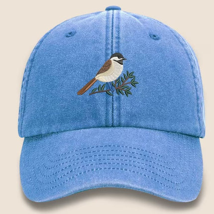 Vintage Cap, CHICKADEE Embroidered Baseball Hat, Wildlife Animal Sun Hats, Embroidery Design Bird On Cap, Cotton Summer Fashion Trucker Hats