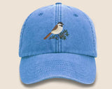 Vintage Cap, CHICKADEE Embroidered Baseball Hat, Wildlife Animal Sun Hats, Embroidery Design Bird On Cap, Cotton Summer Fashion Trucker Hats