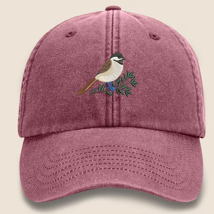 Vintage Cap, CHICKADEE Embroidered Baseball Hat, Wildlife Animal Sun Hats, Embroidery Design Bird On Cap, Cotton Summer Fashion Trucker Hats