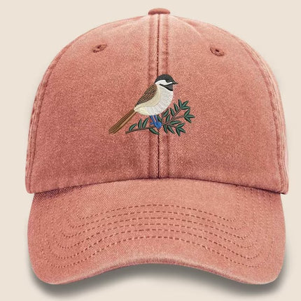 Vintage Cap, CHICKADEE Embroidered Baseball Hat, Wildlife Animal Sun Hats, Embroidery Design Bird On Cap, Cotton Summer Fashion Trucker Hats