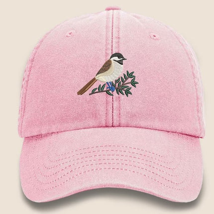 Vintage Cap, CHICKADEE Embroidered Baseball Hat, Wildlife Animal Sun Hats, Embroidery Design Bird On Cap, Cotton Summer Fashion Trucker Hats