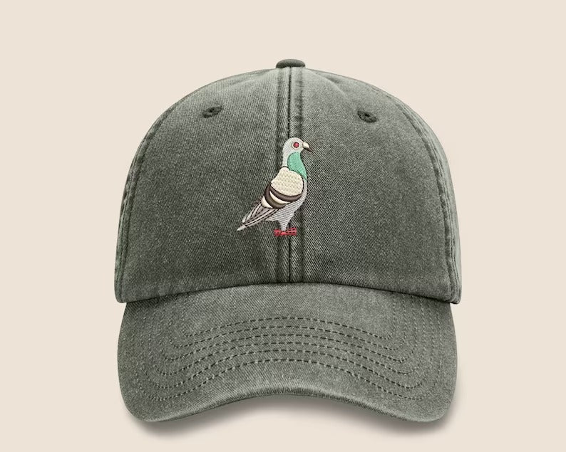 Pigeon Vintage Snapback Hat, Embroidery Bird Design Pigeon Baseball Cap, Comfort Colors Cotton Adult Unisex Wildlife Hat,