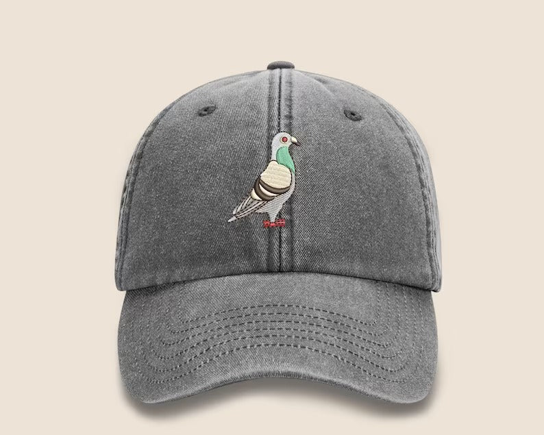 Pigeon Vintage Snapback Hat, Embroidery Bird Design Pigeon Baseball Cap, Comfort Colors Cotton Adult Unisex Wildlife Hat,
