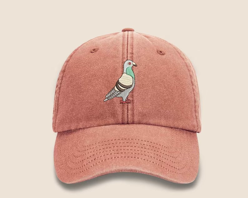 Pigeon Vintage Snapback Hat, Embroidery Bird Design Pigeon Baseball Cap, Comfort Colors Cotton Adult Unisex Wildlife Hat,