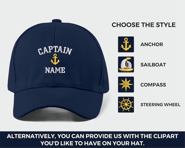 Custom Captain Hats Embroidered Baseball Cap Personalised Captain Mo embroidery by aydin