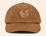 Squirrel Corduroy Cap, Embroidered Vintage Baseball Cap, Wildlife Cool Design Sun Hat, Comfort Colors Animal Designs Caps,