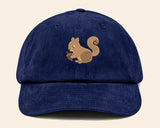 Squirrel Corduroy Cap, Embroidered Vintage Baseball Cap, Wildlife Cool Design Sun Hat, Comfort Colors Animal Designs Caps,