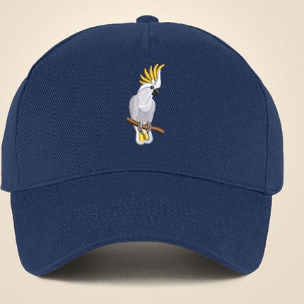 Embroidered Cap, Embroider White Cockatoo Parrot Hat, Wildlife Baseball Fitted Snapback Cap, Embroidered 5 Panel Trucker Hat Bird Lover Gift