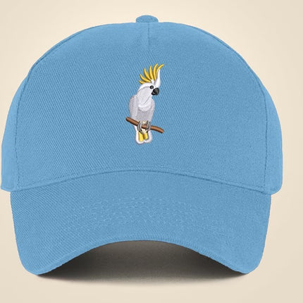Embroidered Cap, Embroider White Cockatoo Parrot Hat, Wildlife Baseball Fitted Snapback Cap, Embroidered 5 Panel Trucker Hat Bird Lover Gift