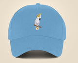 Embroidered Cap, Embroider White Cockatoo Parrot Hat, Wildlife Baseball Fitted Snapback Cap, Embroidered 5 Panel Trucker Hat Bird Lover Gift