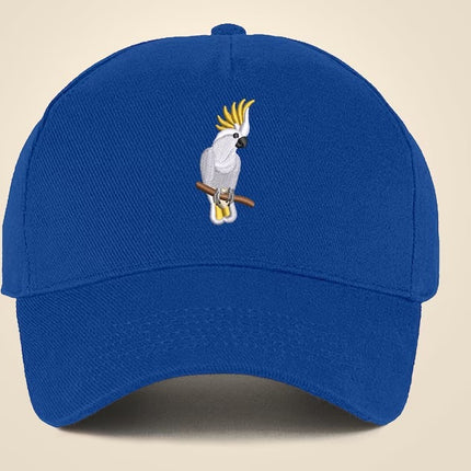 Embroidered Cap, Embroider White Cockatoo Parrot Hat, Wildlife Baseball Fitted Snapback Cap, Embroidered 5 Panel Trucker Hat Bird Lover Gift