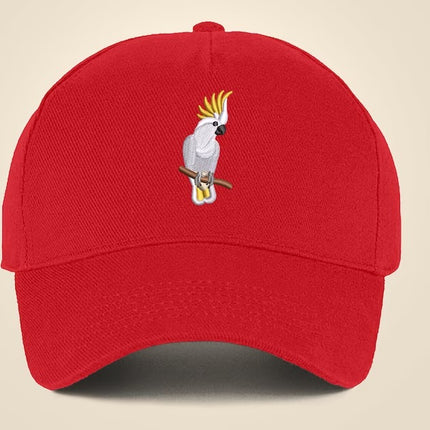 Embroidered Cap, Embroider White Cockatoo Parrot Hat, Wildlife Baseball Fitted Snapback Cap, Embroidered 5 Panel Trucker Hat Bird Lover Gift