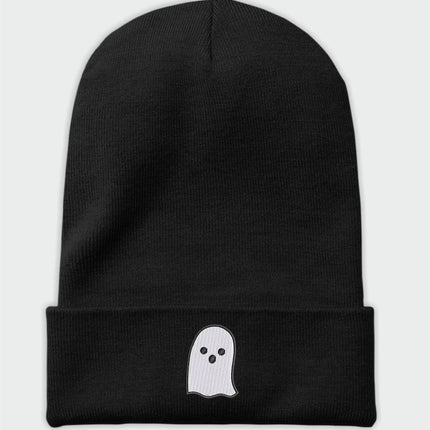 Bat Ghost Beanie, Embroidered Halloween Beanie, Winter Season Comfy Headwear, Ghost Bat Designs Monogrammed Beanie Hat, Embroidery Hat