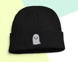 Bat Ghost Beanie, Embroidered Halloween Beanie, Winter Season Comfy Headwear, Ghost Bat Designs Monogrammed Beanie Hat, Embroidery Hat