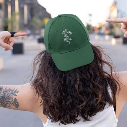Embroidered Floral Baseball Hat, Daisy Flower Embroidery Design On Cap, Comfy Snapback Easy Fit Dad Hat, Nature Flowers Lover Womens Gift