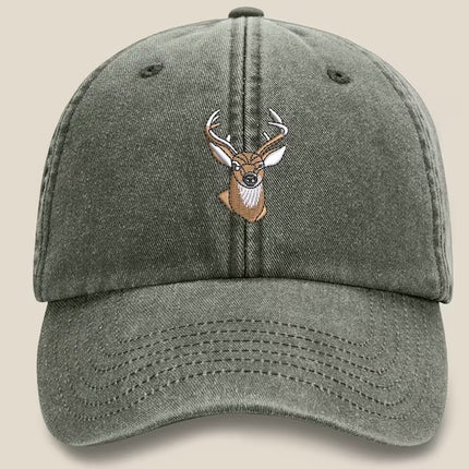 Whitetail Deer Embroidered Cap, Wildlife Baseball Hat with Animal On It, Vintage Retro Casual Summer Caps, Hats Collection