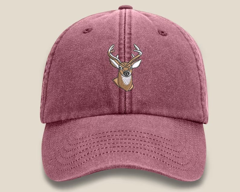 Whitetail Deer Embroidered Cap, Wildlife Baseball Hat with Animal