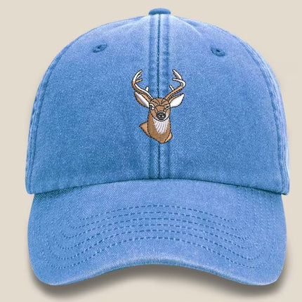 Whitetail Deer Embroidered Cap, Wildlife Baseball Hat with Animal On It, Vintage Retro Casual Summer Caps, Hats Collection