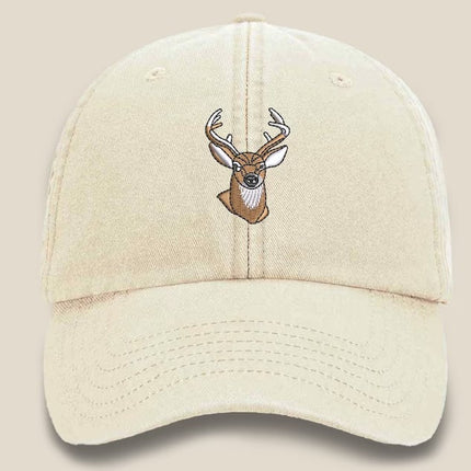Whitetail Deer Embroidered Cap, Wildlife Baseball Hat with Animal On It, Vintage Retro Casual Summer Caps, Hats Collection