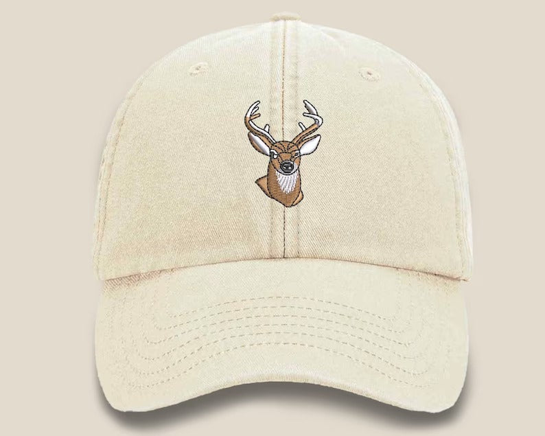 Whitetail Deer Embroidered Cap, Wildlife Baseball Hat with Animal On It, Vintage Retro Casual Summer Caps, Hats Collection